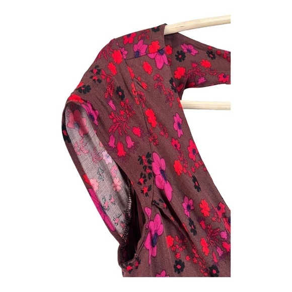 FREE PEOPLE It Takes Two Crossover Woven Skater Dress In Plum Combo Size XS NWOT - Picture 12 of 15